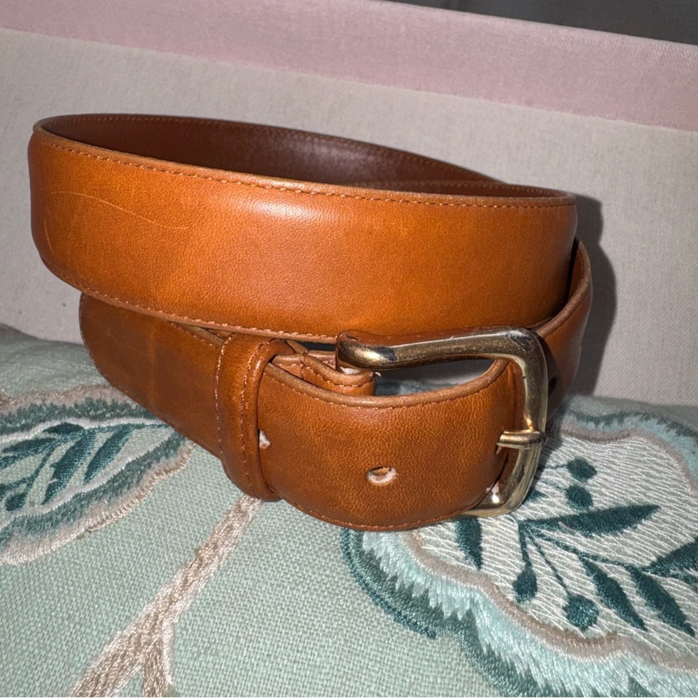 Vintage Coach Men's Leather Casual Belt Cognac Brown 34 Made in USA